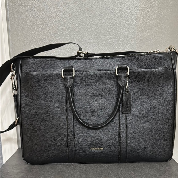 Coach Black Leather Briefcase with Adjustable Strap - Picture 1 of 12